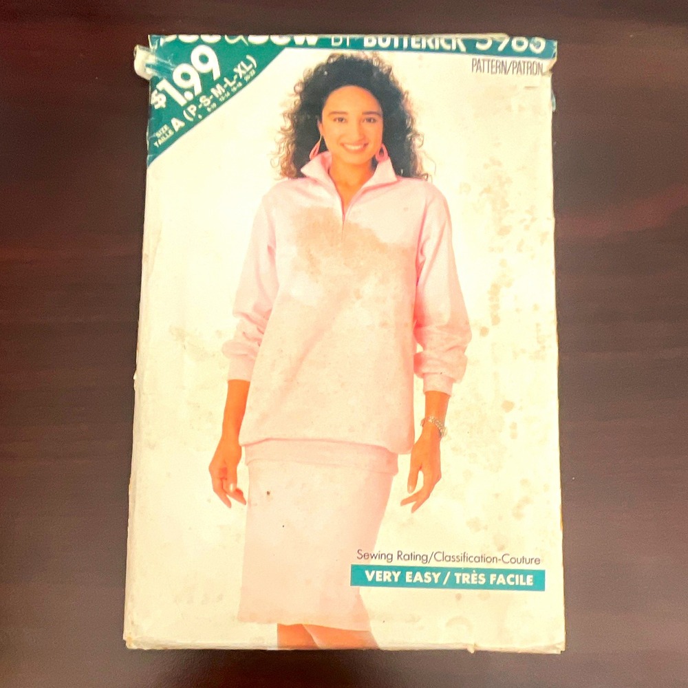Butterick 5765 Vintage Very Easy Women Top Skirt Sewing Pattern Size P-XL